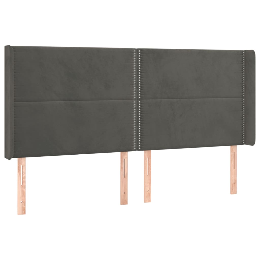 Tête de lit avec oreilles Gris foncé 163x16x118/128 cm Velours - XIOS