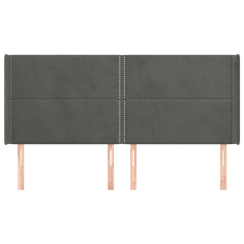 Tête de lit avec oreilles Gris foncé 163x16x118/128 cm Velours - XIOS
