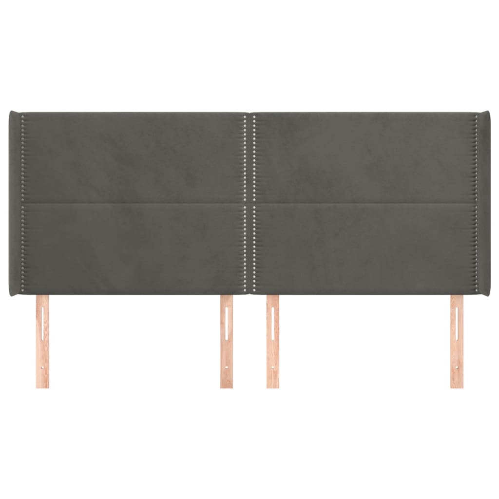 Tête de lit avec oreilles Gris foncé 183x16x118/128 cm Velours - XIOS