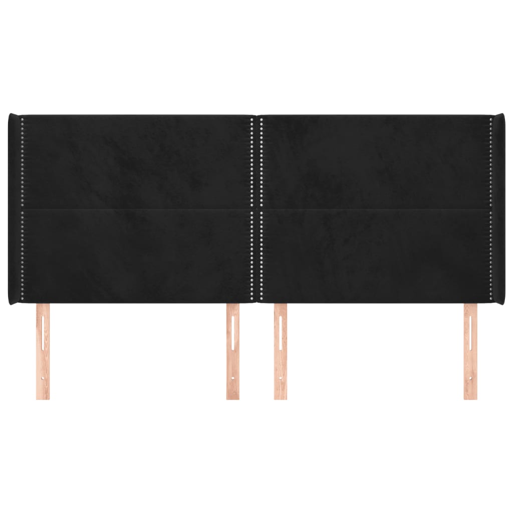 Tête de lit avec oreilles Noir 183x16x118/128 cm Velours - XIOS
