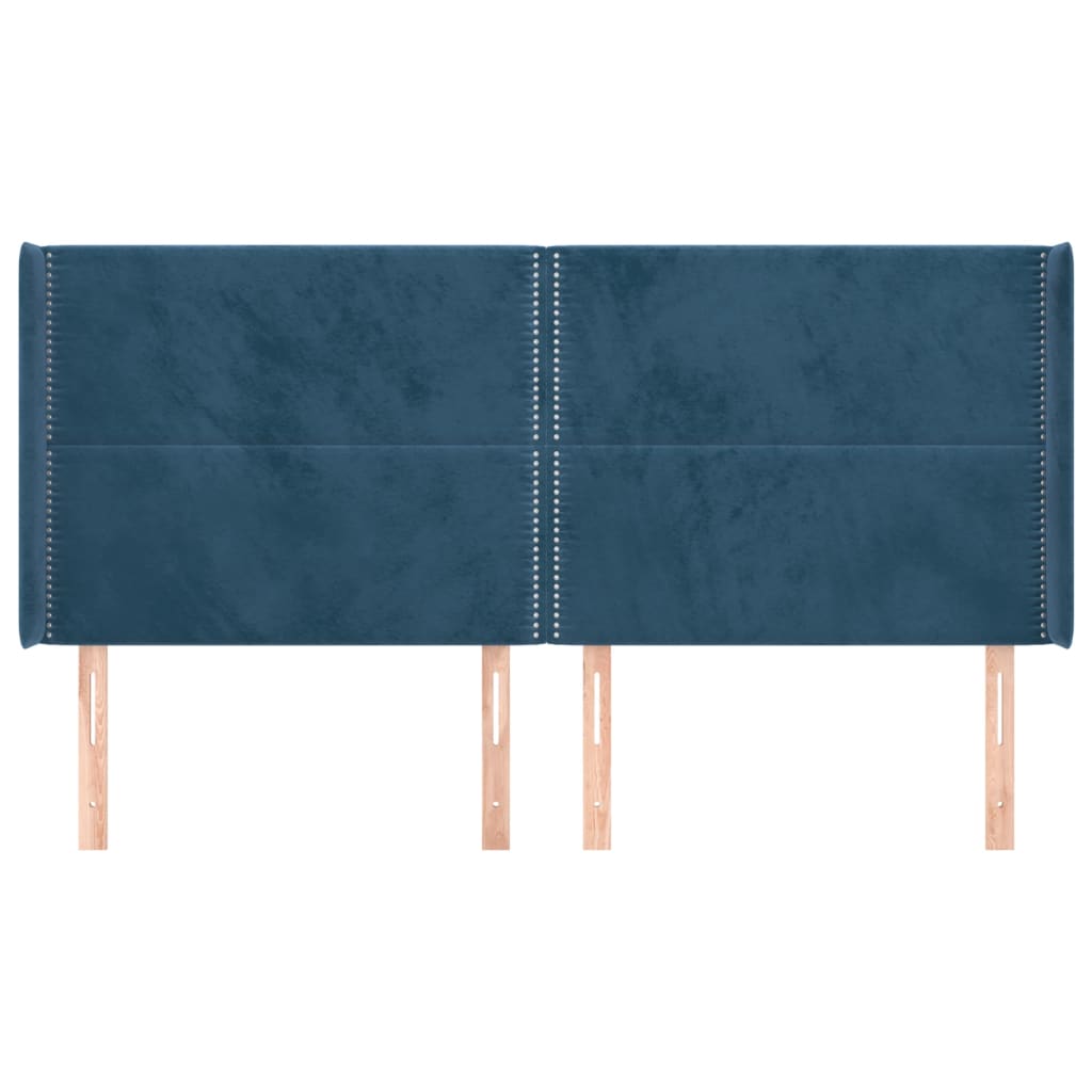 Tête de lit avec oreilles Bleu foncé 183x16x118/128 cm Velours - XIOS