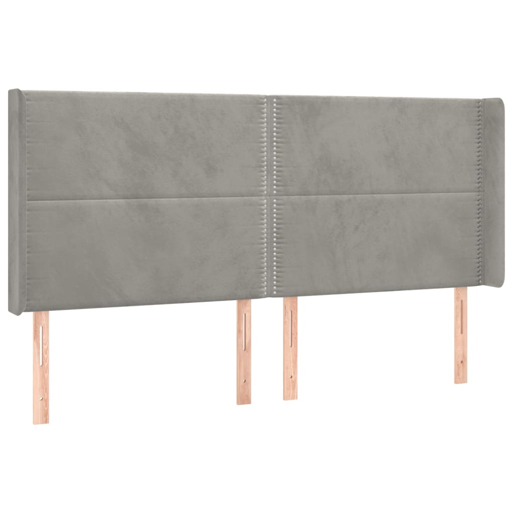 Tête de lit avec oreilles Gris clair 203x16x118/128 cm Velours - XIOS