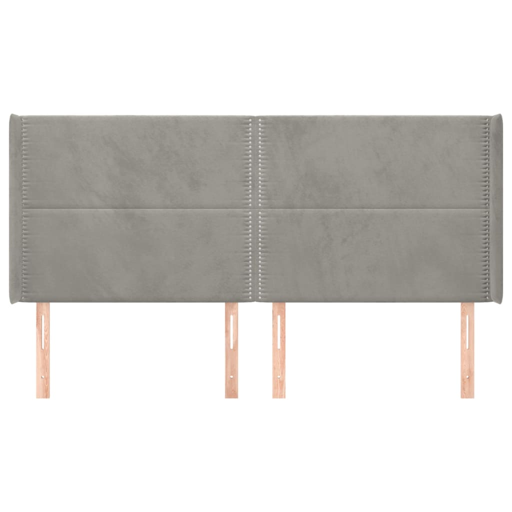 Tête de lit avec oreilles Gris clair 203x16x118/128 cm Velours - XIOS