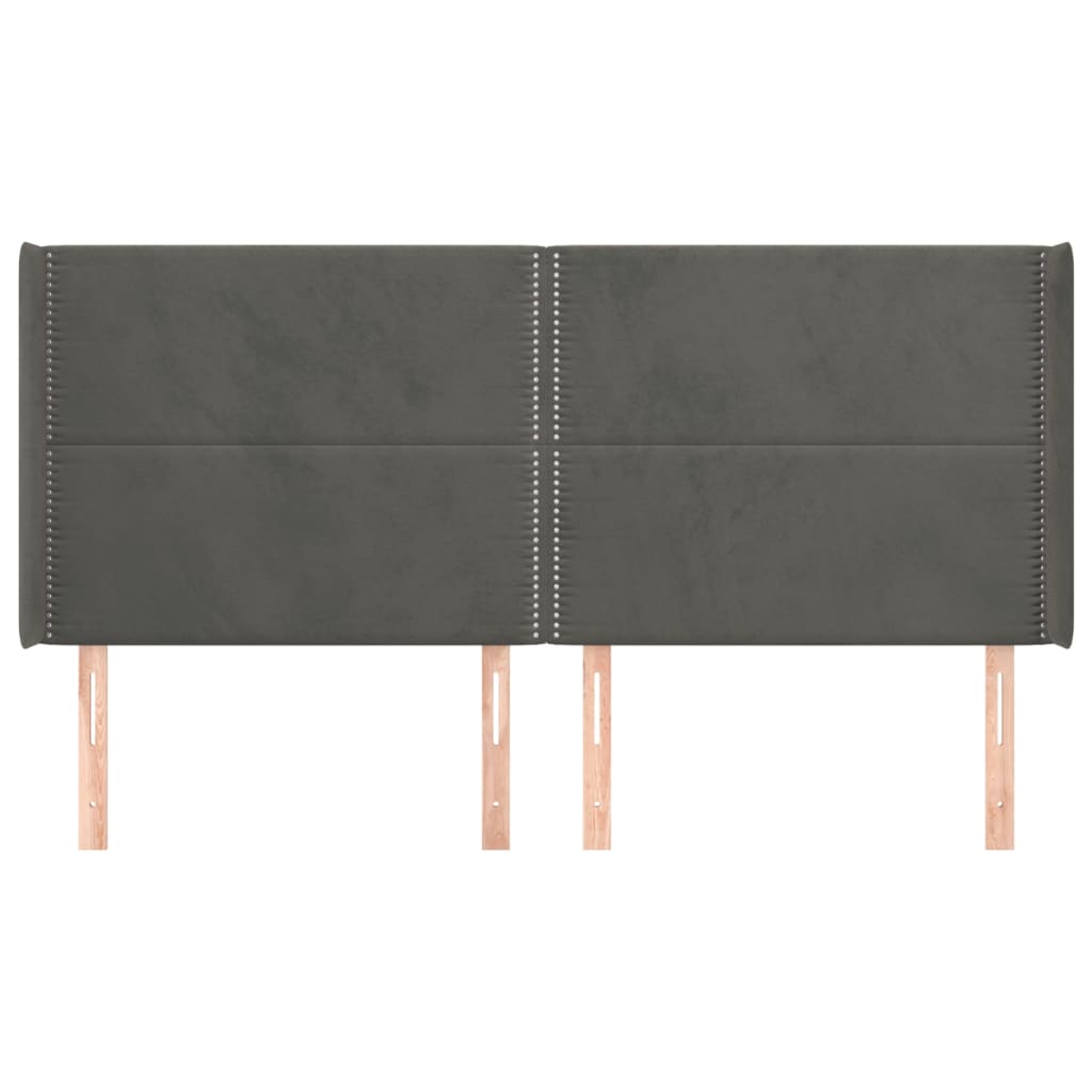 Tête de lit avec oreilles Gris foncé 203x16x118/128 cm Velours - XIOS