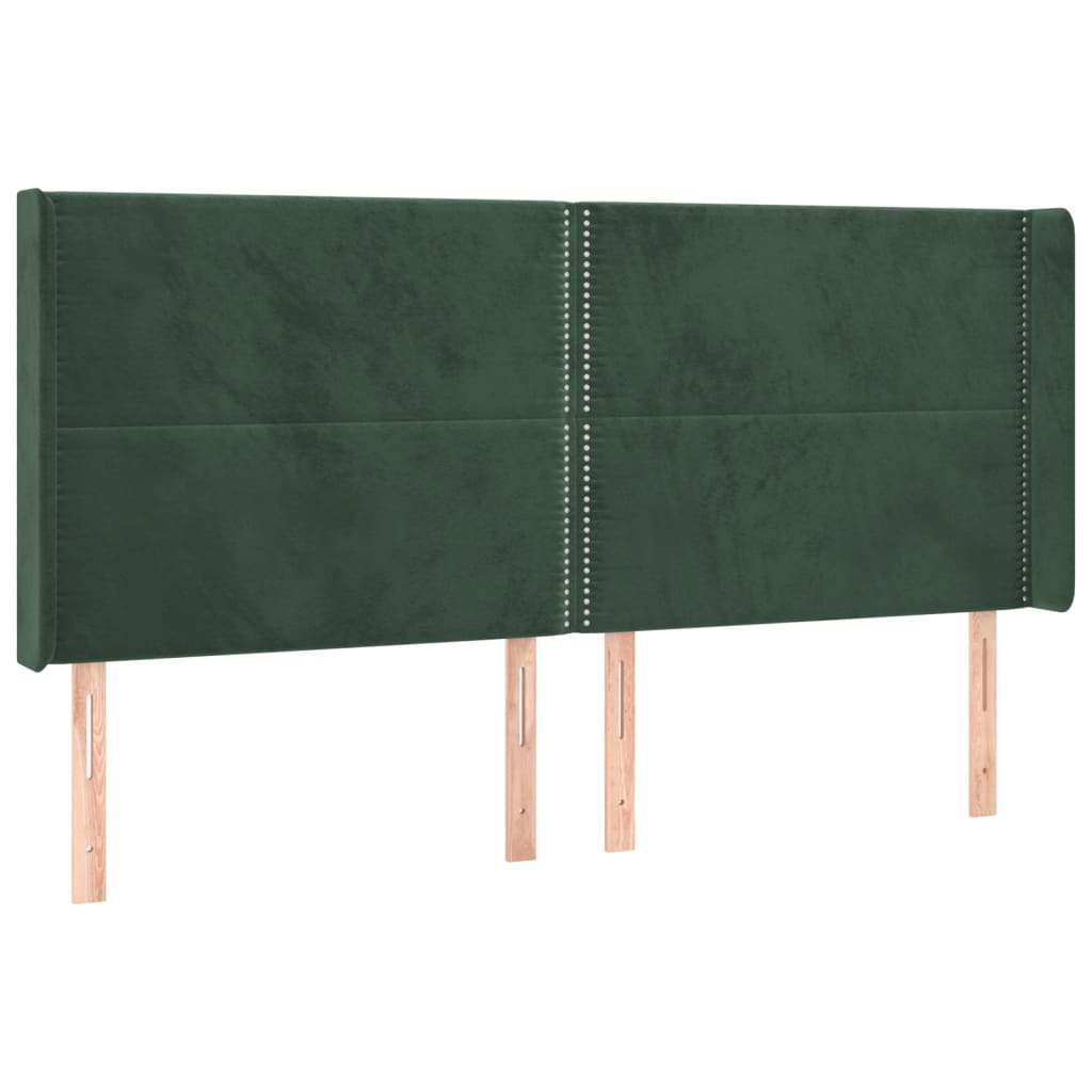 Tête de lit avec oreilles Vert foncé 203x16x118/128 cm Velours - XIOS