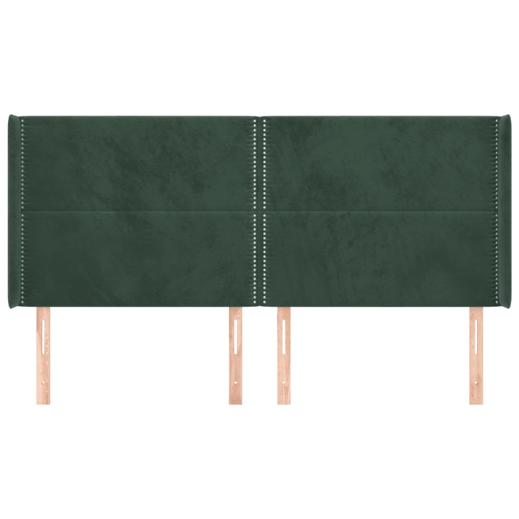 Tête de lit avec oreilles Vert foncé 203x16x118/128 cm Velours - XIOS