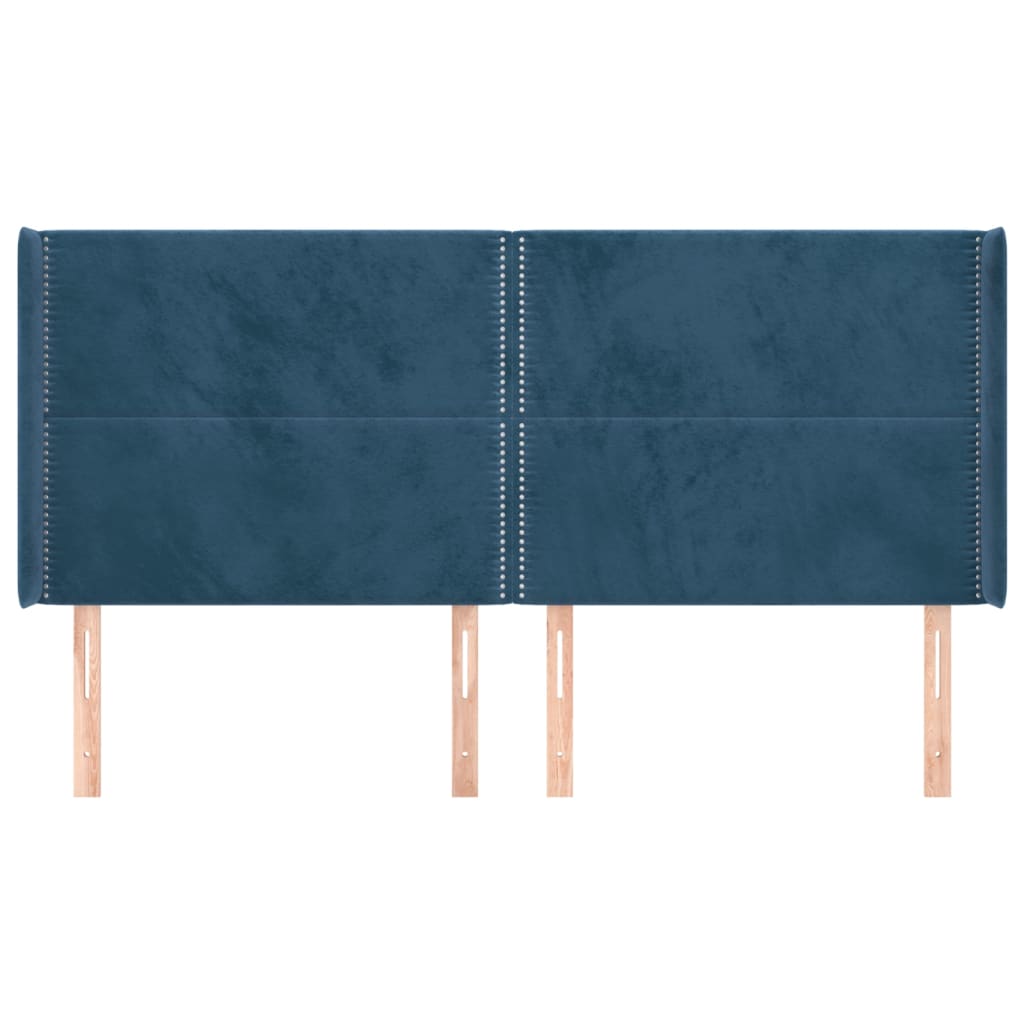 Tête de lit avec oreilles Bleu foncé 203x16x118/128 cm Velours - XIOS