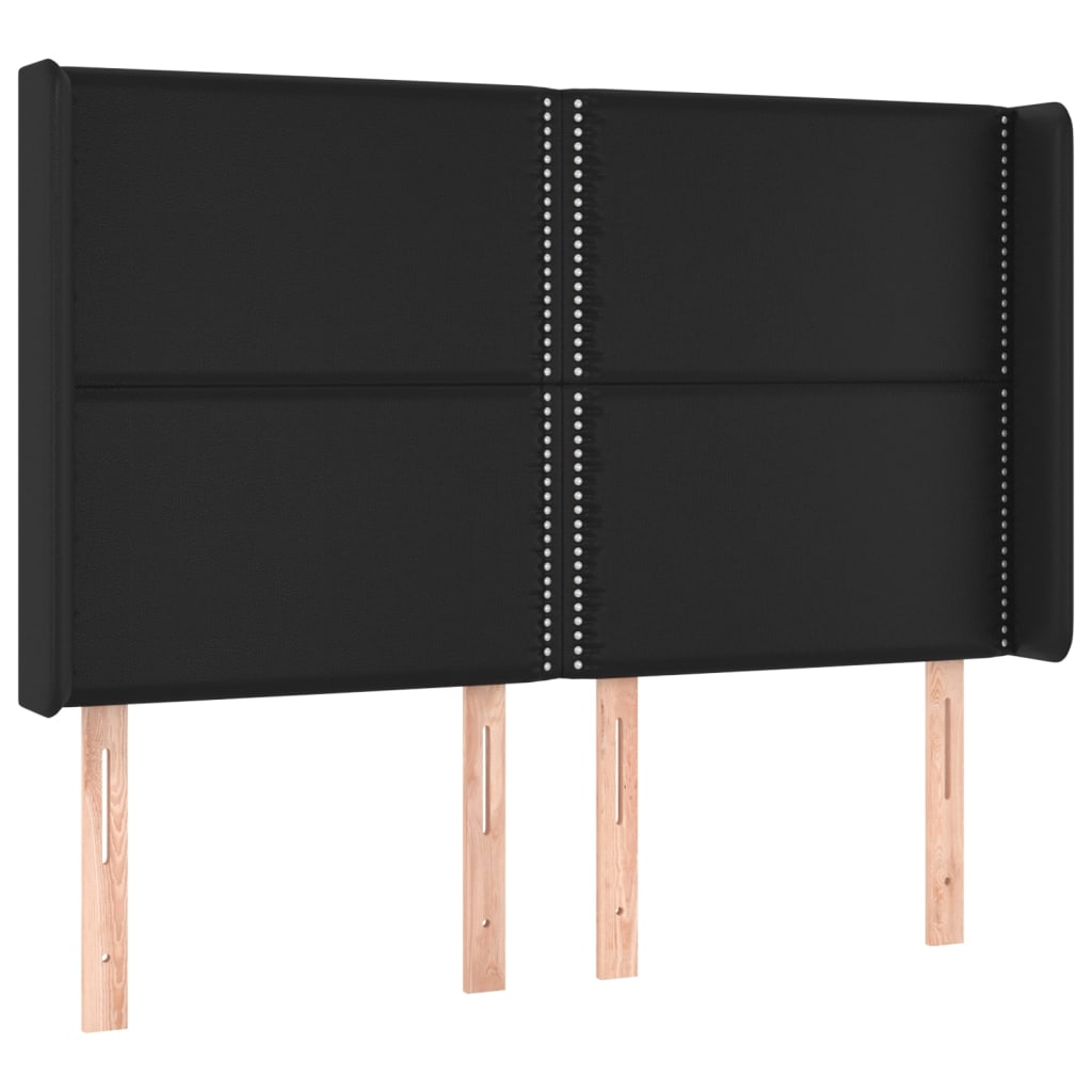 Tête de lit avec oreilles Noir 147x16x118/128 cm Similicuir - XIOS