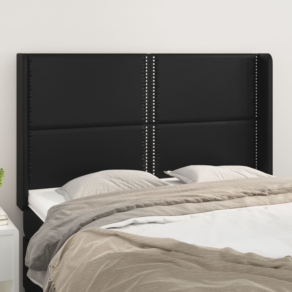 Tête de lit avec oreilles Noir 147x16x118/128 cm Similicuir - XIOS