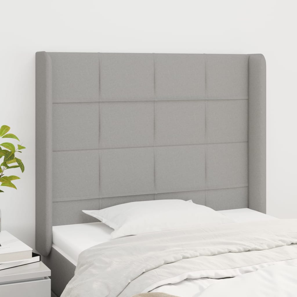 Tête de lit avec oreilles Gris clair 83x16x118/128 cm Tissu - XIOS
