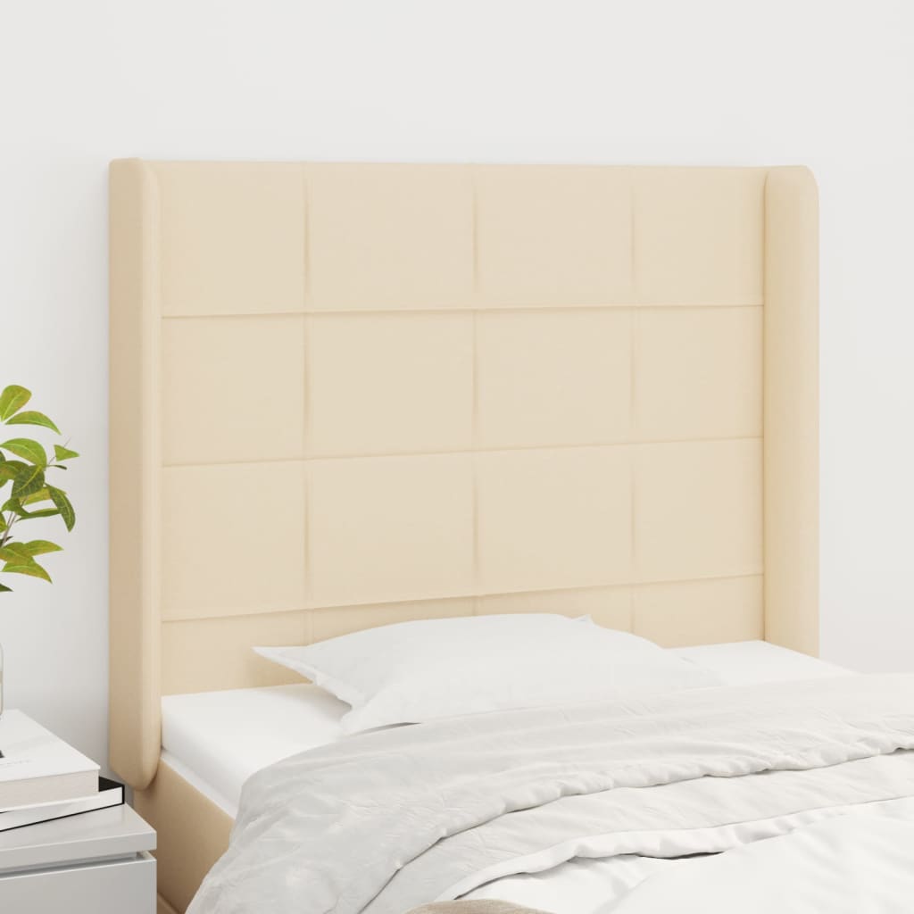 Tête de lit avec oreilles Crème 83x16x118/128 cm Tissu Têtes et pieds de lit vidaXL