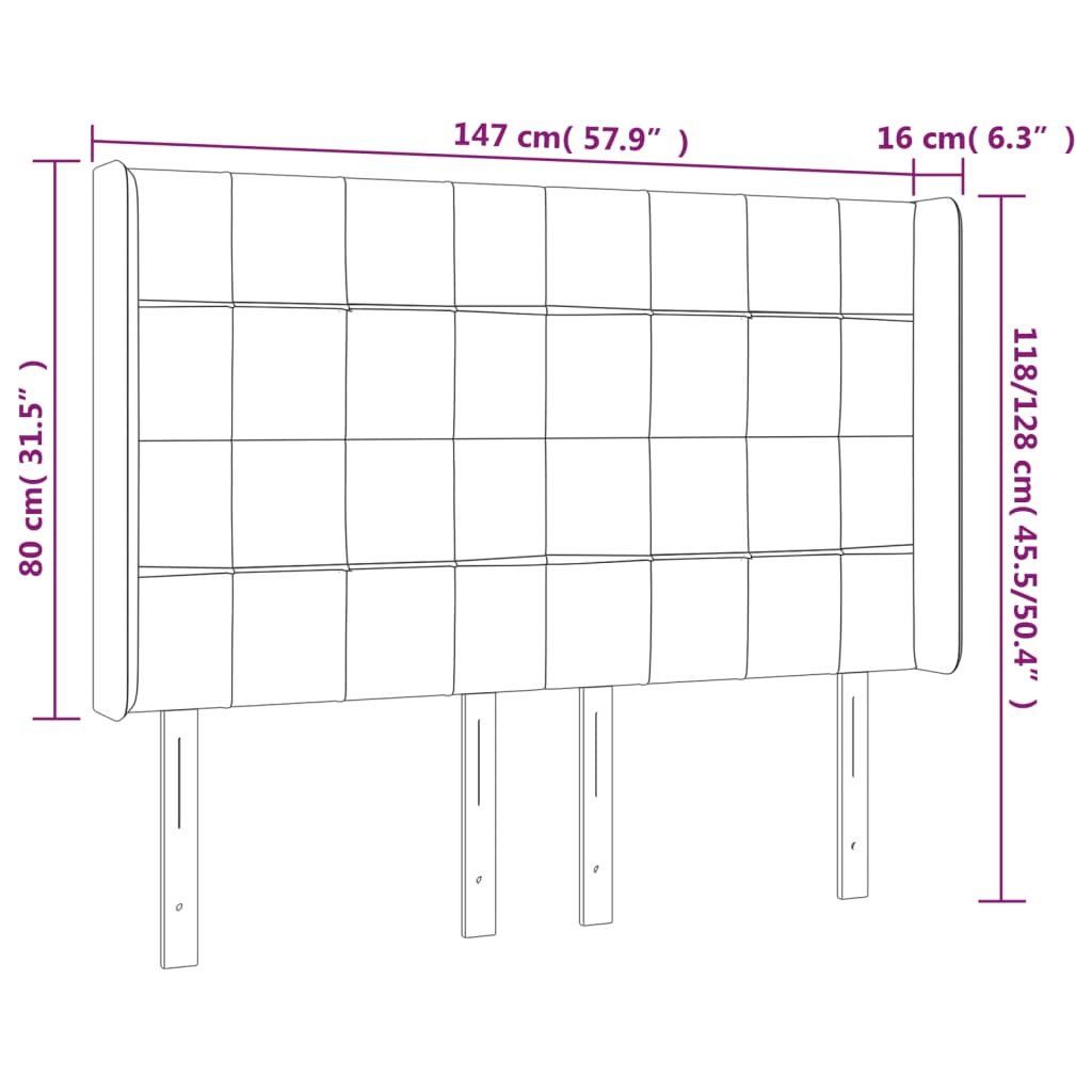 Tête de lit avec oreilles Taupe 147x16x118/128 cm Tissu - XIOS