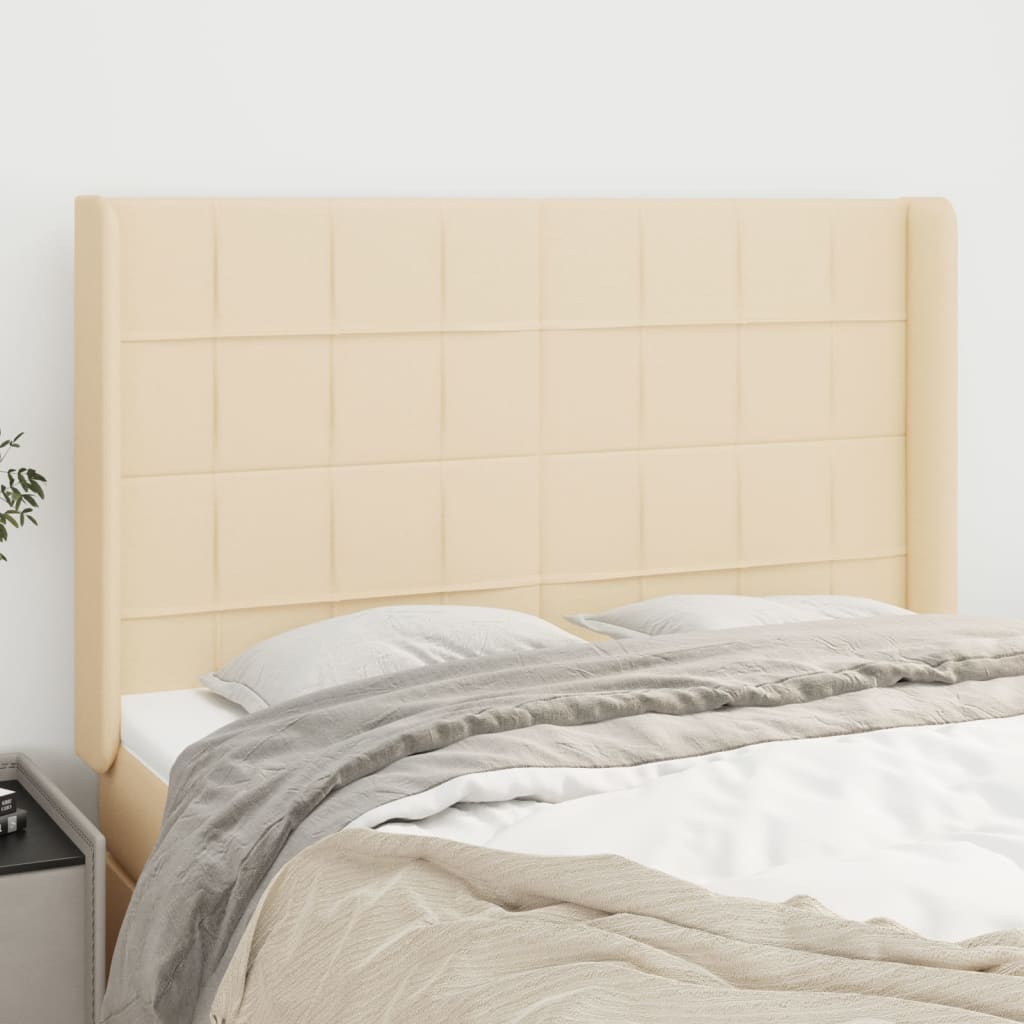 Tête de lit avec oreilles Crème 147x16x118/128 cm Tissu - XIOS