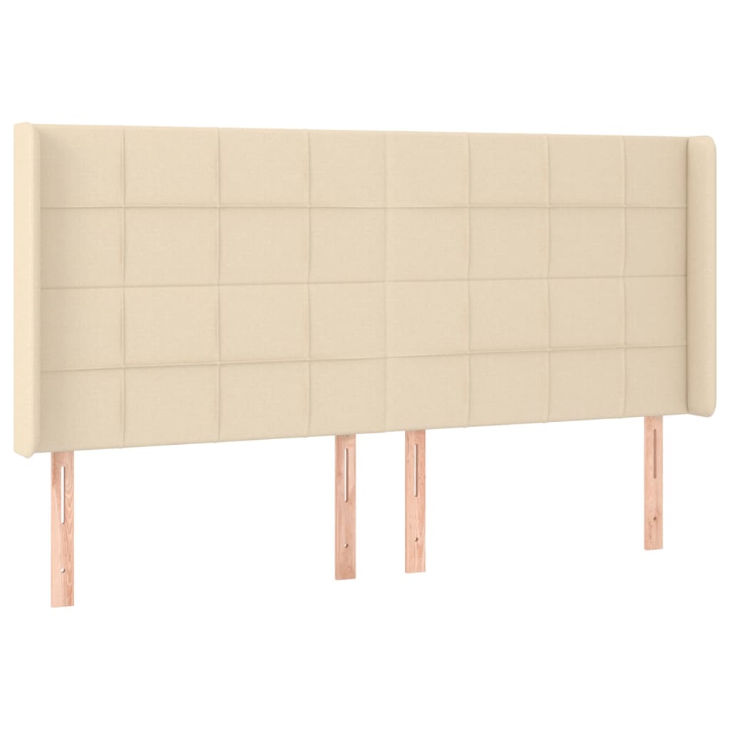 Tête de lit avec oreilles Crème 163x16x118/128 cm Tissu