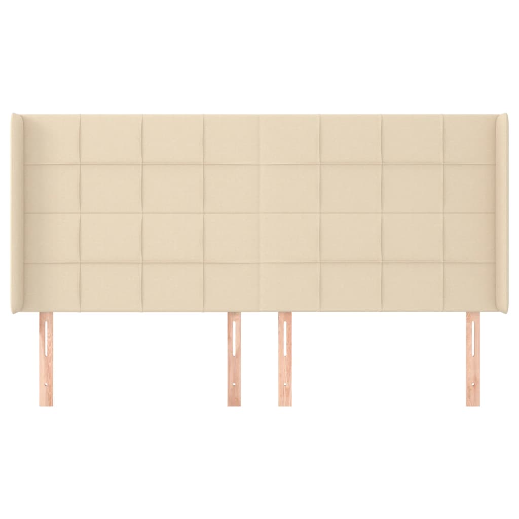 Tête de lit avec oreilles Crème 163x16x118/128 cm Tissu