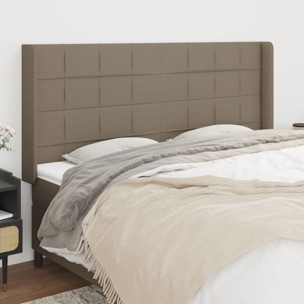 Tête de lit avec oreilles Taupe 203x16x118/128 cm Tissu Têtes et pieds de lit vidaXL   