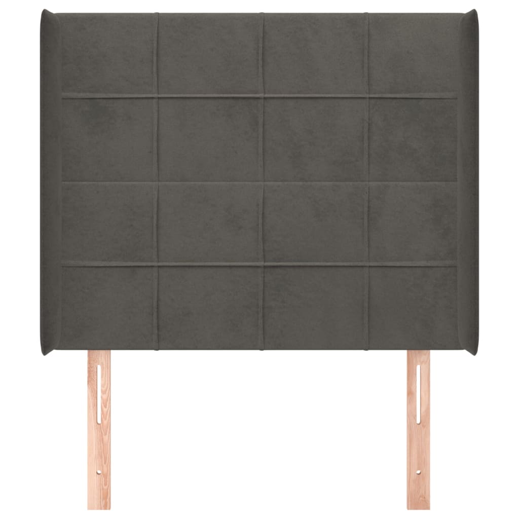 Tête de lit avec oreilles Gris foncé 93x16x118/128 cm Velours - XIOS
