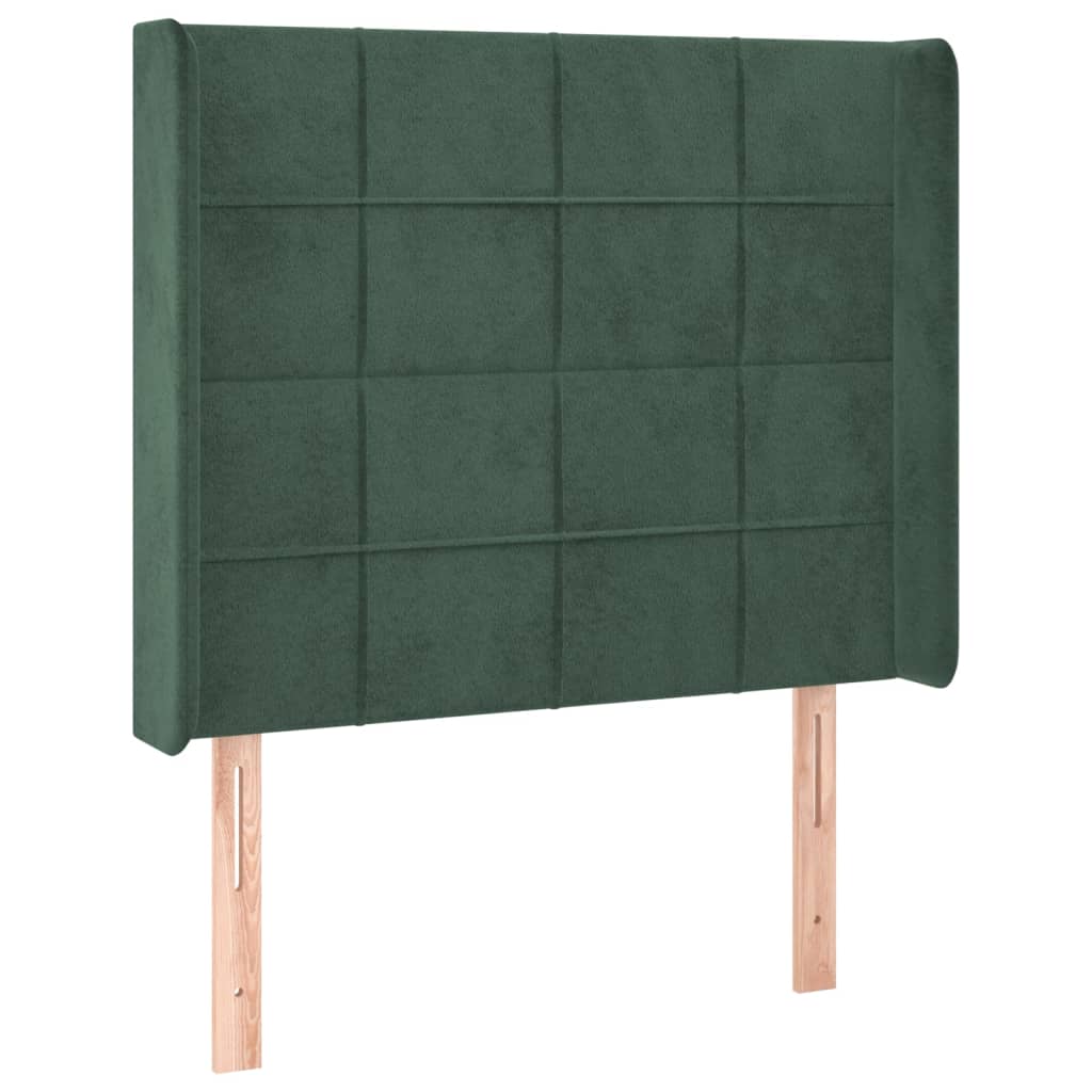 Tête de lit avec oreilles Vert foncé 93x16x118/128 cm Velours - XIOS