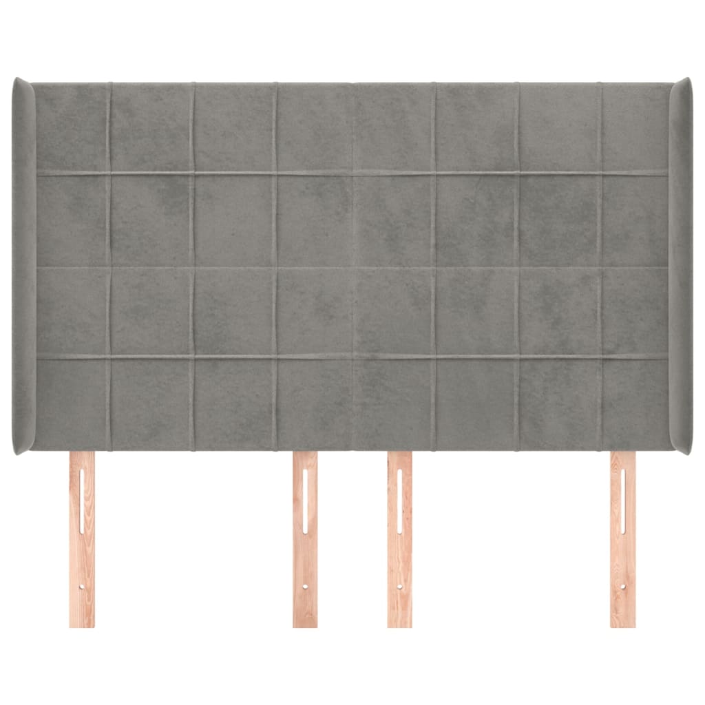 Tête de lit avec oreilles Gris clair 147x16x118/128 cm Velours - XIOS