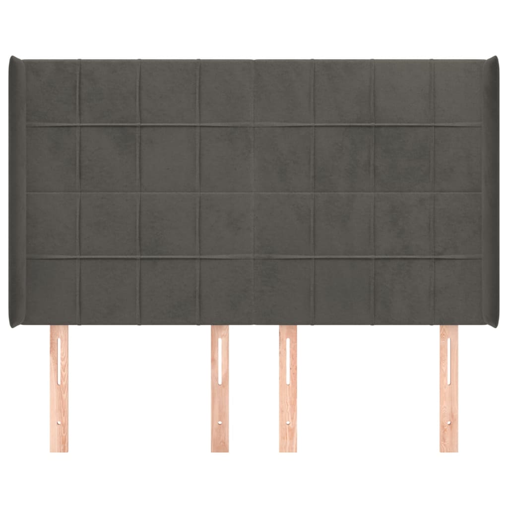 Tête de lit avec oreilles Gris foncé 147x16x118/128 cm Velours - XIOS