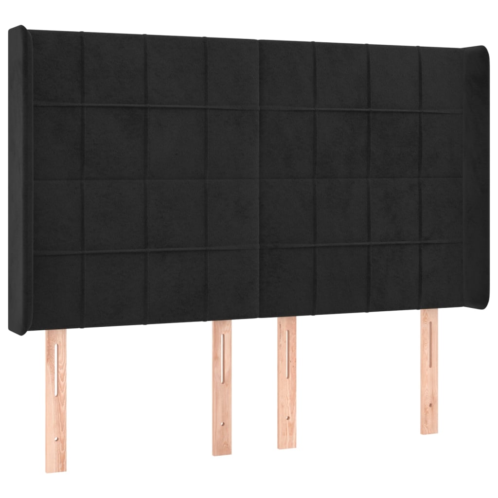 Tête de lit avec oreilles Noir 147x16x118/128 cm Velours - XIOS