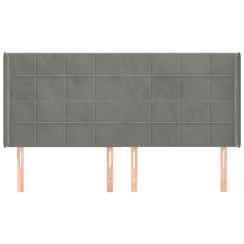Tête de lit avec oreilles Gris clair 163x16x118/128 cm Velours - XIOS