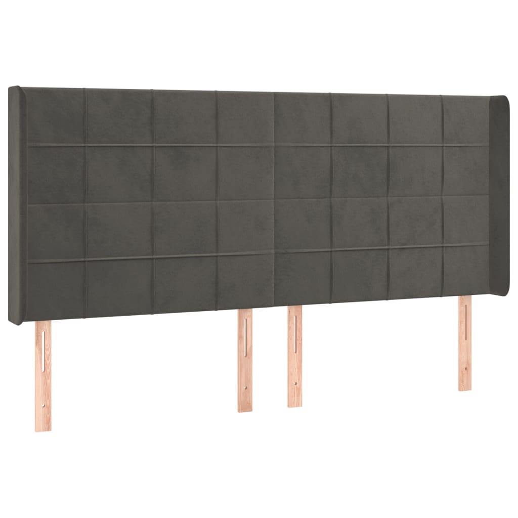 Tête de lit avec oreilles Gris foncé 163x16x118/128 cm Velours - XIOS