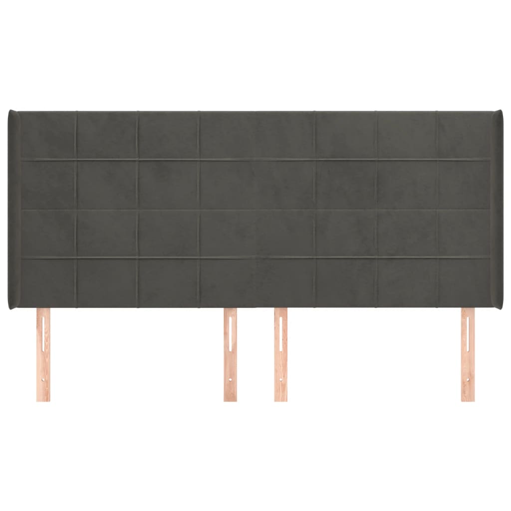 Tête de lit avec oreilles Gris foncé 163x16x118/128 cm Velours - XIOS