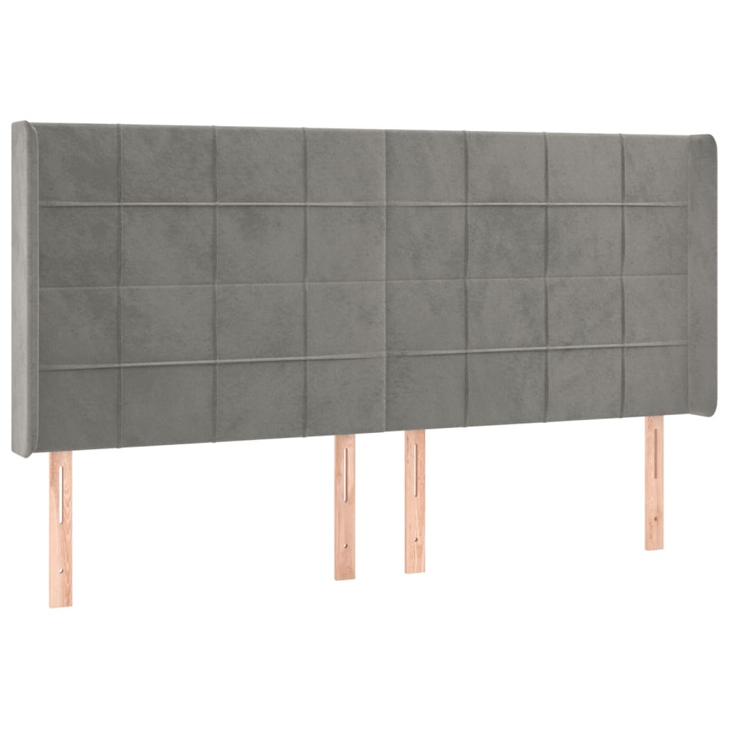 Tête de lit avec oreilles Gris clair 203x16x118/128 cm Velours - XIOS