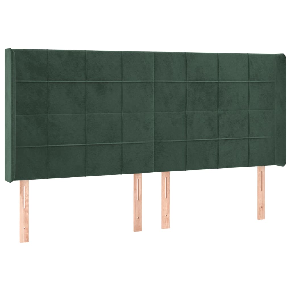 Tête de lit avec oreilles Vert foncé 203x16x118/128 cm Velours - XIOS