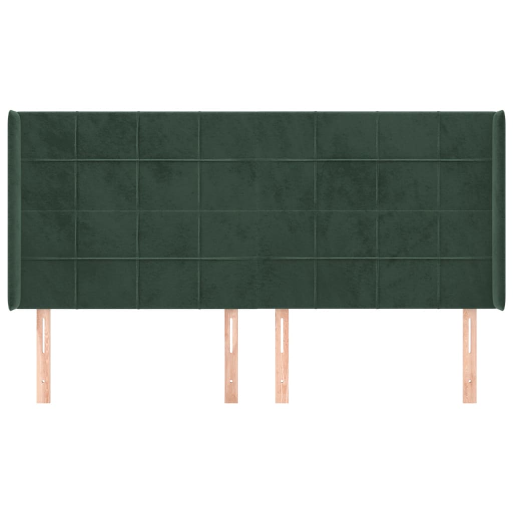 Tête de lit avec oreilles Vert foncé 203x16x118/128 cm Velours - XIOS