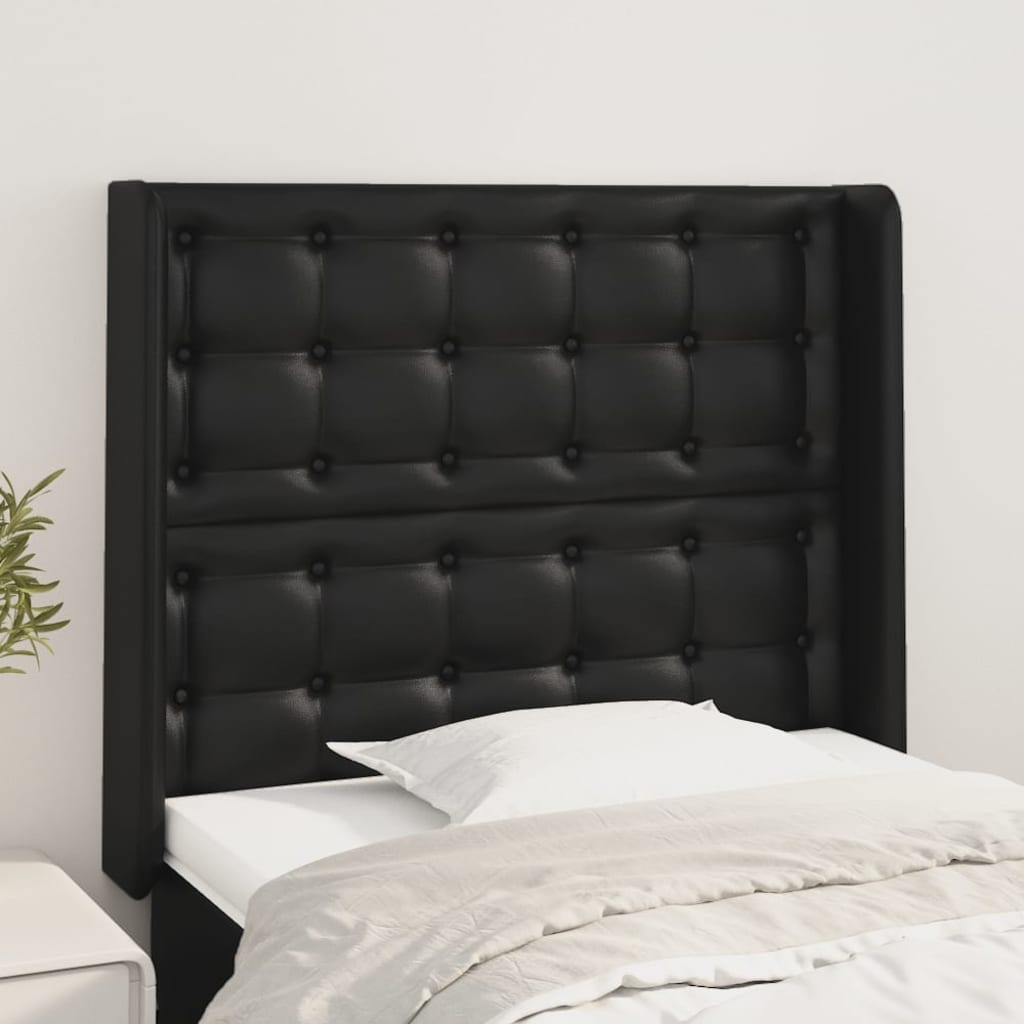 Tête de lit avec oreilles Noir 93x16x118/128 cm Similicuir - XIOS