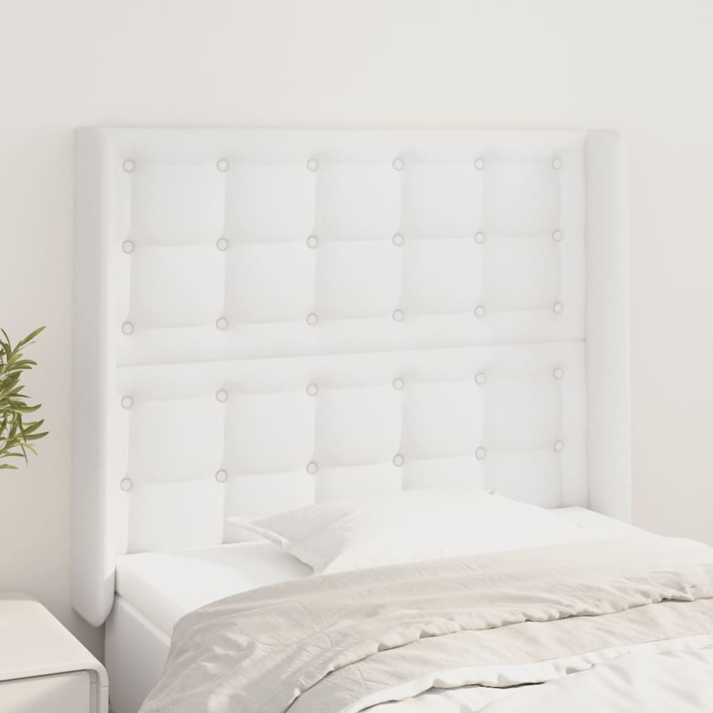 Tête de lit avec oreilles Blanc 93x16x118/128 cm Similicuir - XIOS
