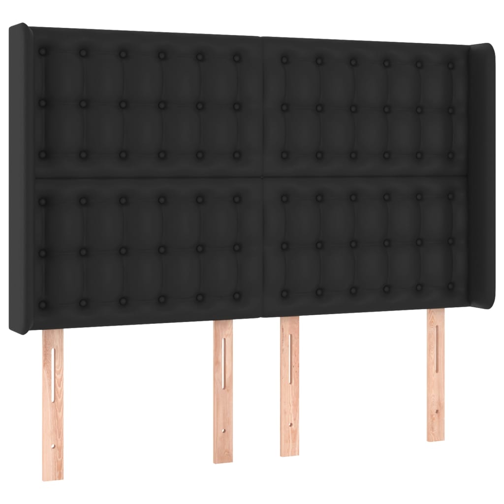 Tête de lit avec oreilles Noir 147x16x118/128 cm Similicuir - XIOS