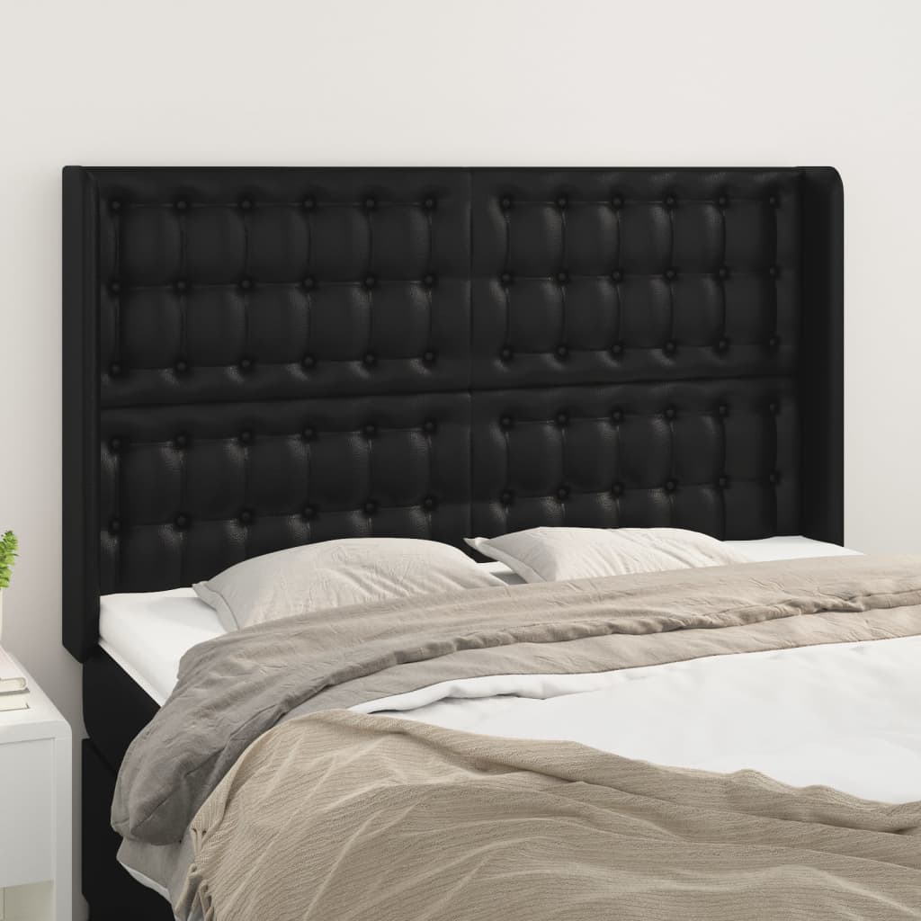 Tête de lit avec oreilles Noir 147x16x118/128 cm Similicuir - XIOS