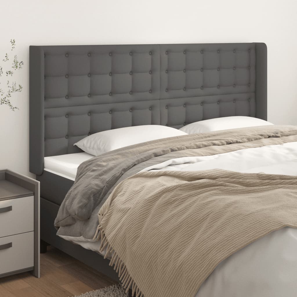 Tête de lit avec oreilles Gris 163x16x118/128 cm Similicuir - XIOS