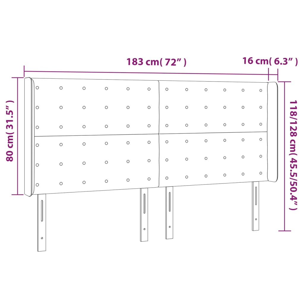 Tête de lit avec oreilles Blanc 183x16x118/128 cm Similicuir - XIOS
