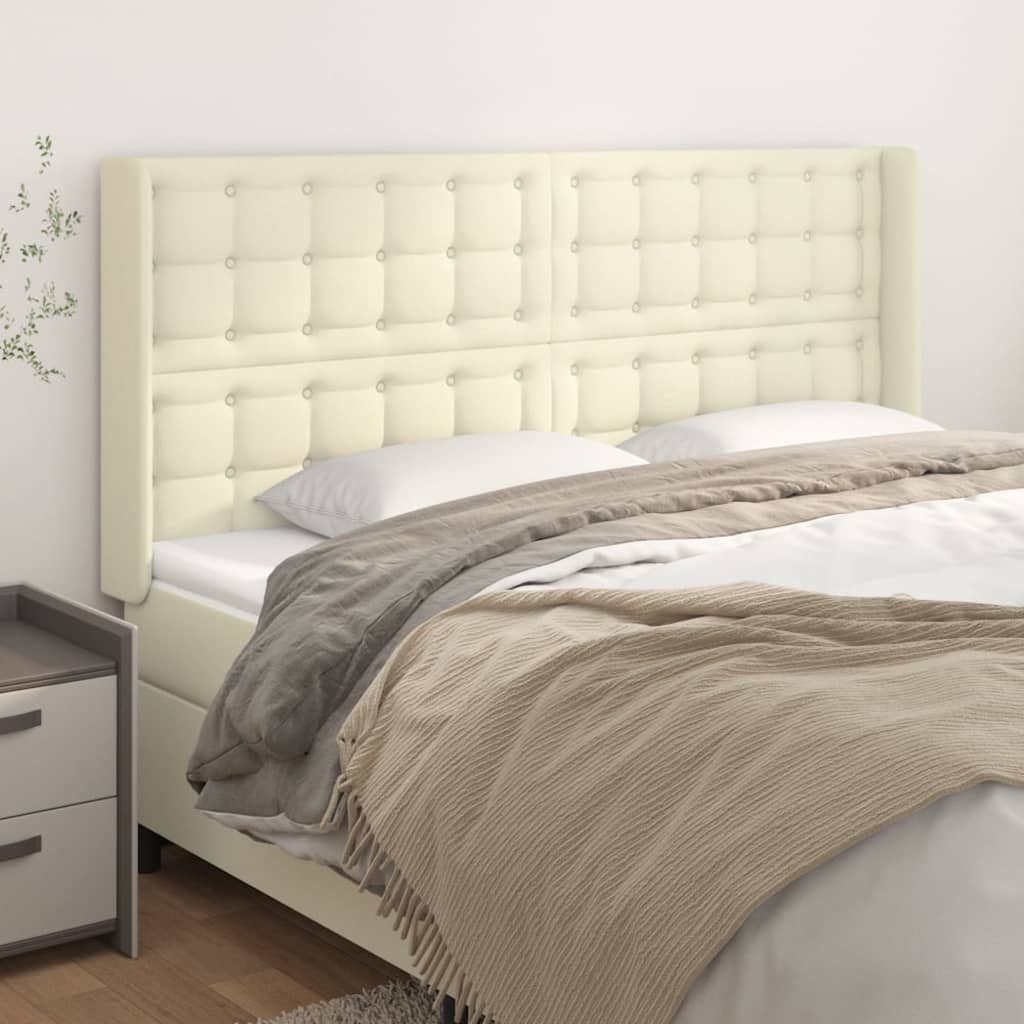 Tête de lit avec oreilles Crème 203x16x118/128 cm Similicuir - XIOS