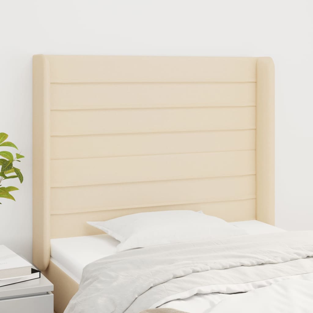 Tête de lit avec oreilles Crème 83x16x118/128 cm Tissu - XIOS
