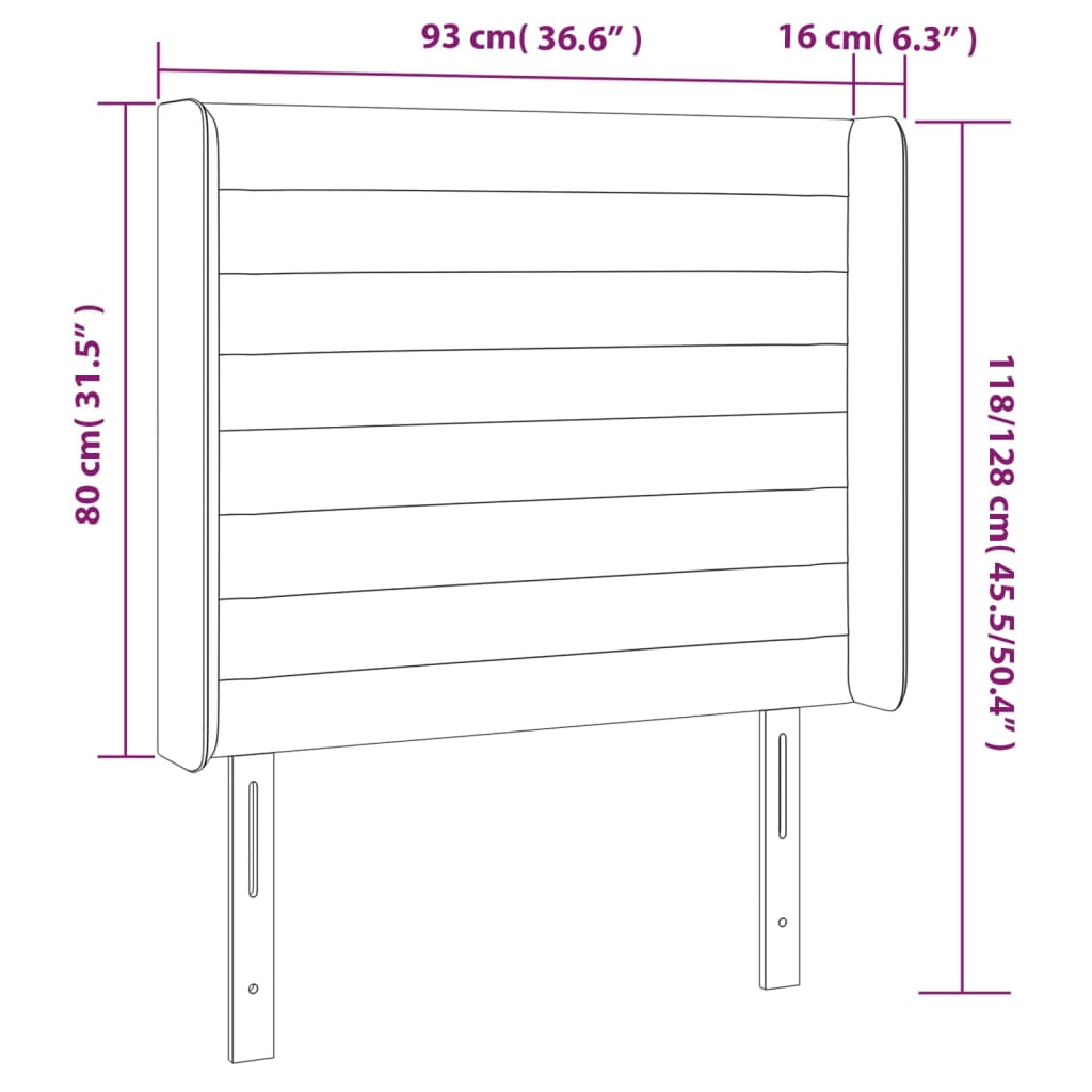 Tête de lit avec oreilles Marron foncé 93x16x118/128 cm Tissu - XIOS