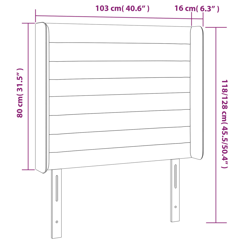 Tête de lit avec oreilles Gris foncé 103x16x118/128 cm Tissu - XIOS