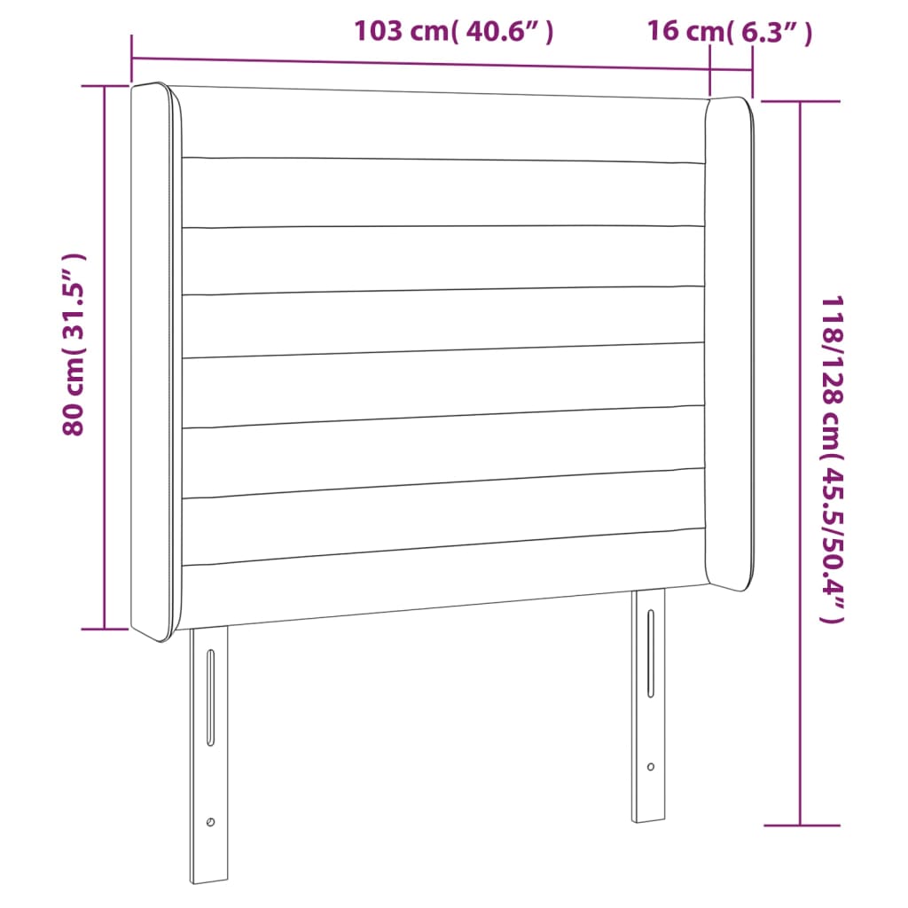 Tête de lit avec oreilles Taupe 103x16x118/128 cm Tissu - XIOS