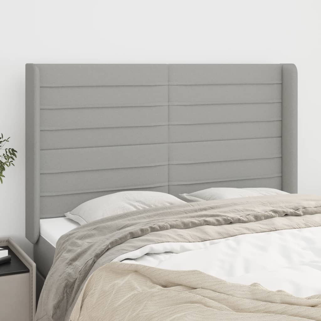 Tête de lit avec oreilles Gris clair 147x16x118/128 cm Tissu Têtes et pieds de lit vidaXL