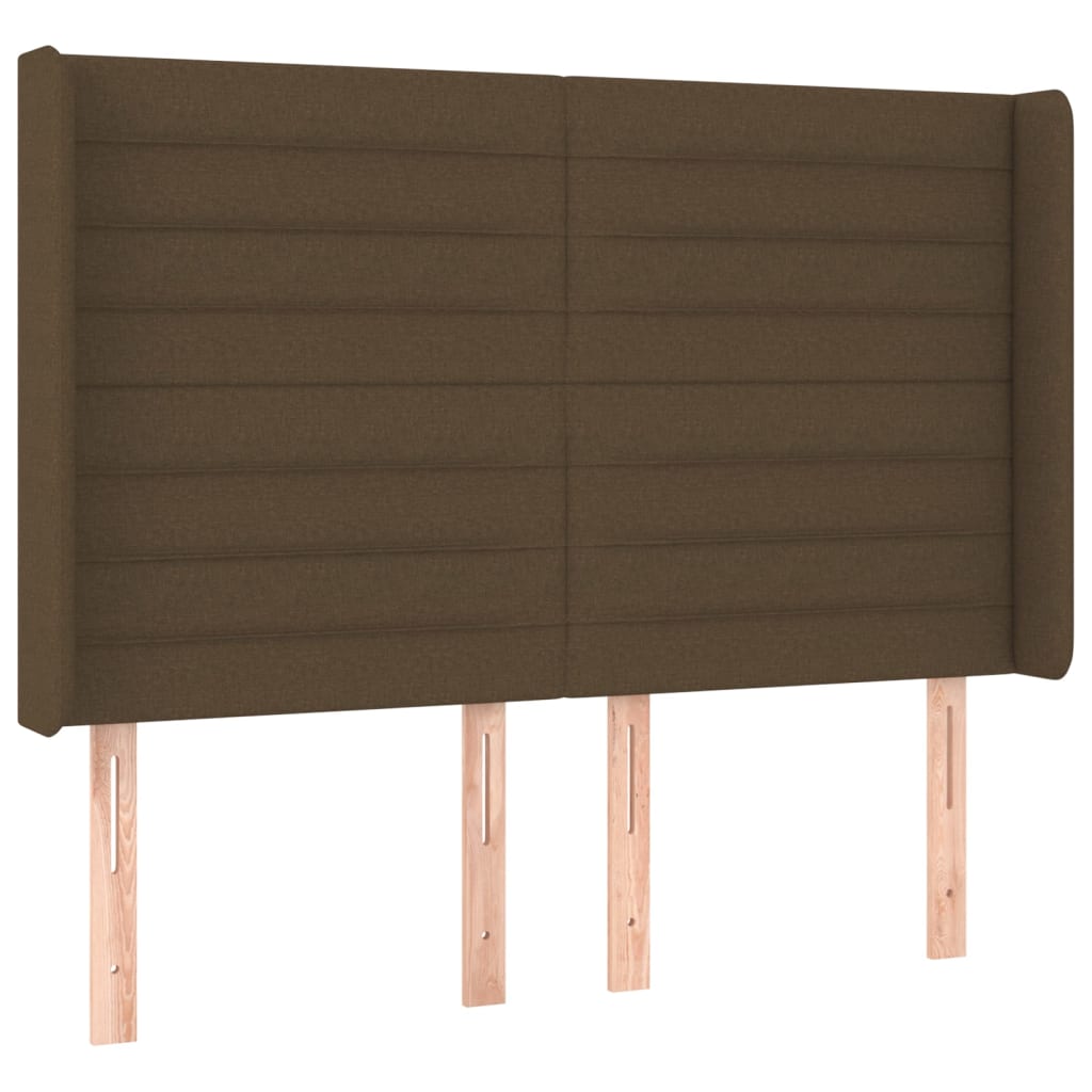 Tête de lit avec oreilles Marron foncé 147x16x118/128 cm Tissu - XIOS