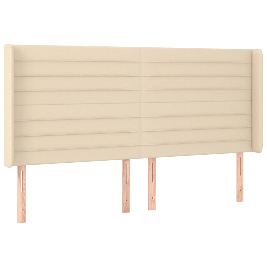 Tête de lit avec oreilles Crème 163x16x118/128 cm Tissu Têtes et pieds de lit vidaXL