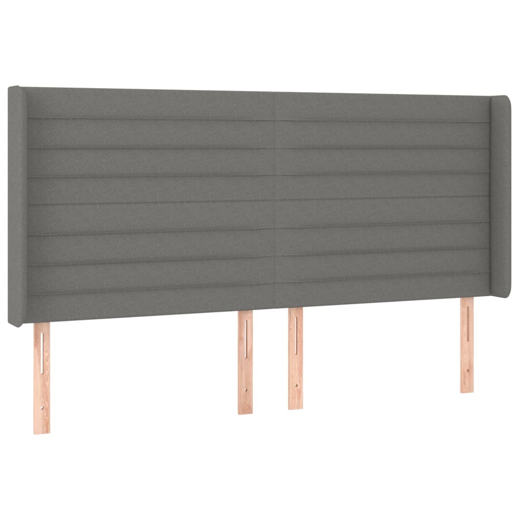 Tête de lit avec oreilles Gris foncé 183x16x118/128 cm Tissu - XIOS