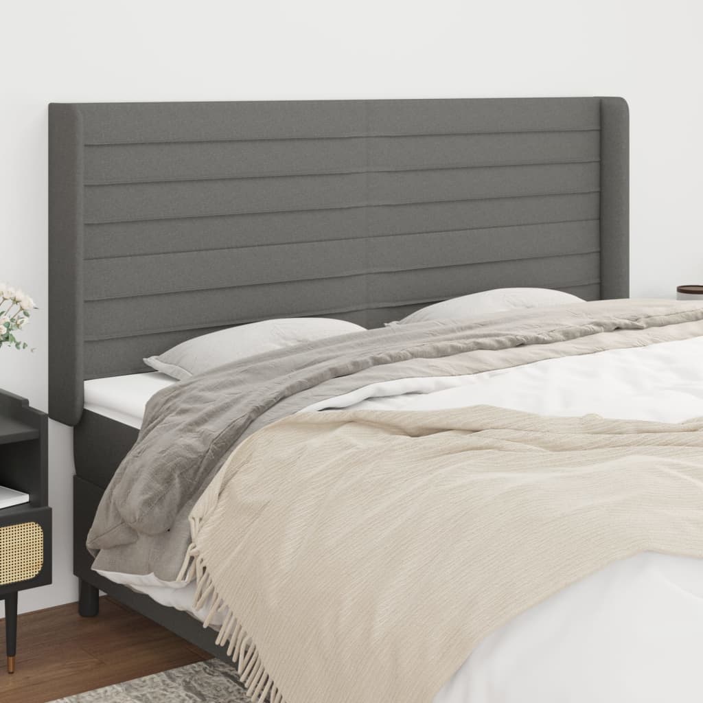 Tête de lit avec oreilles Gris foncé 183x16x118/128 cm Tissu - XIOS