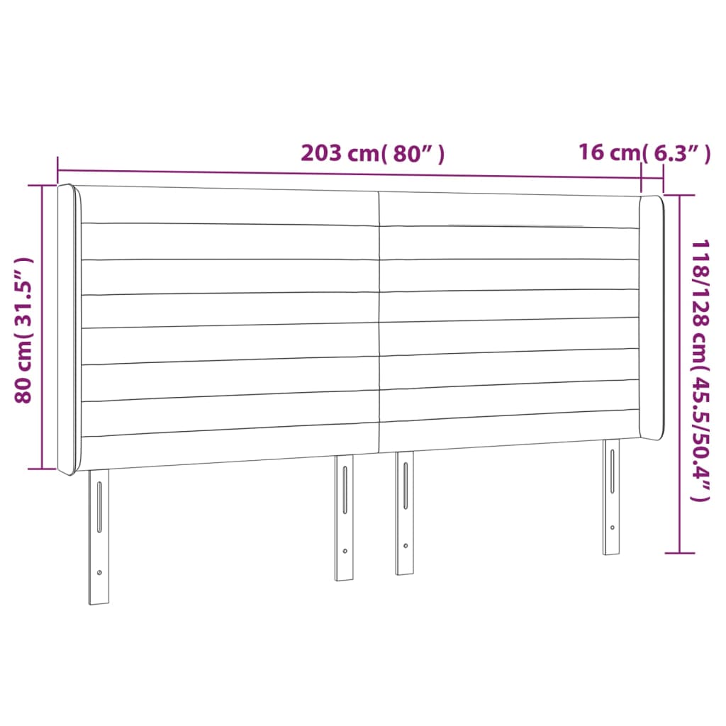 Tête de lit avec oreilles Marron foncé 203x16x118/128 cm Tissu - XIOS