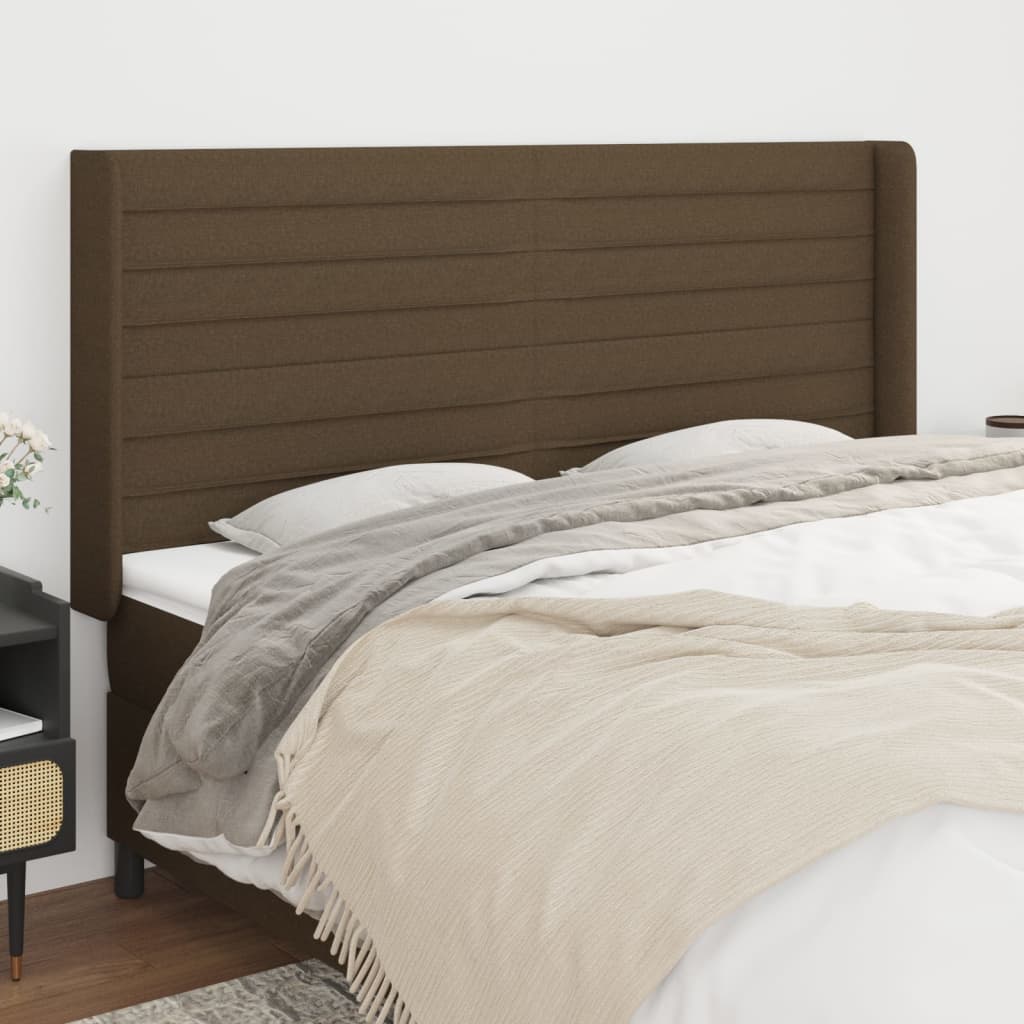 Tête de lit avec oreilles Marron foncé 203x16x118/128 cm Tissu - XIOS