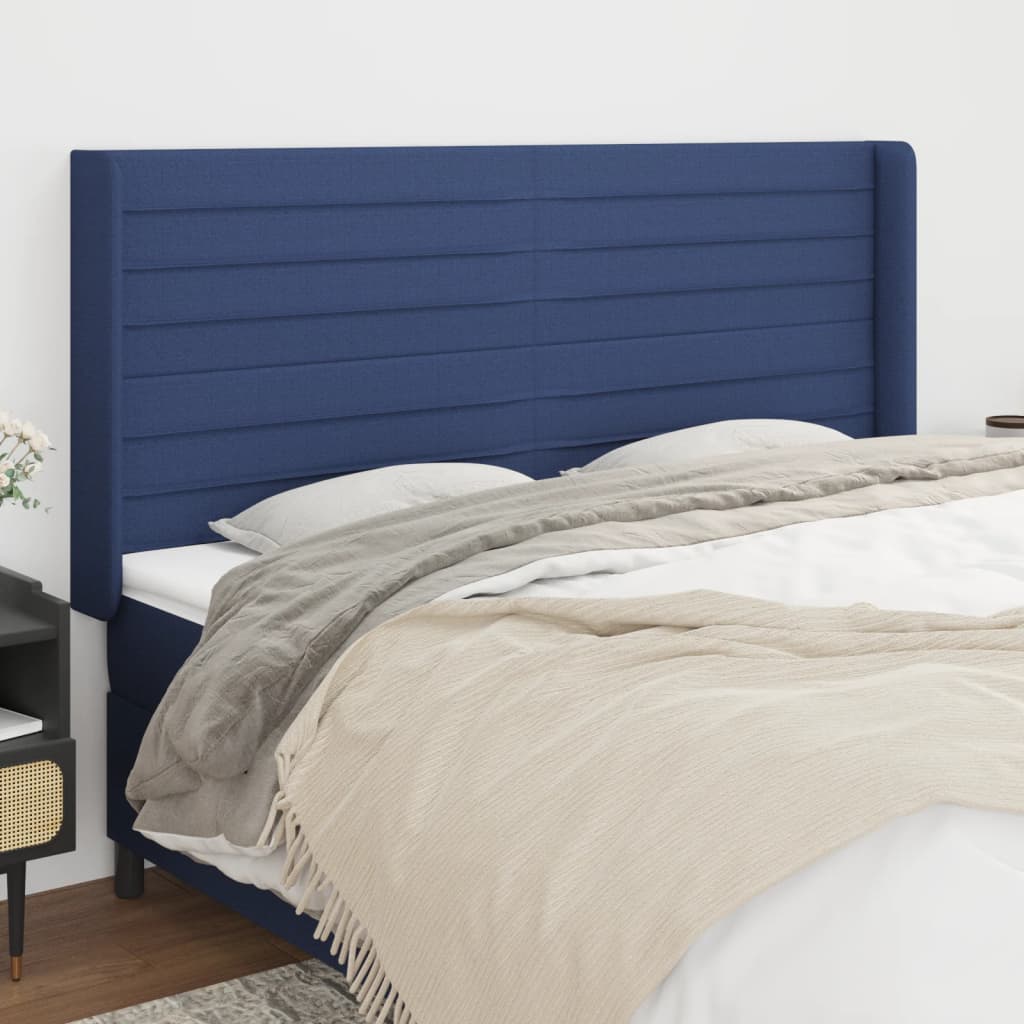 Tête de lit avec oreilles Bleu 203x16x118/128 cm Tissu - XIOS
